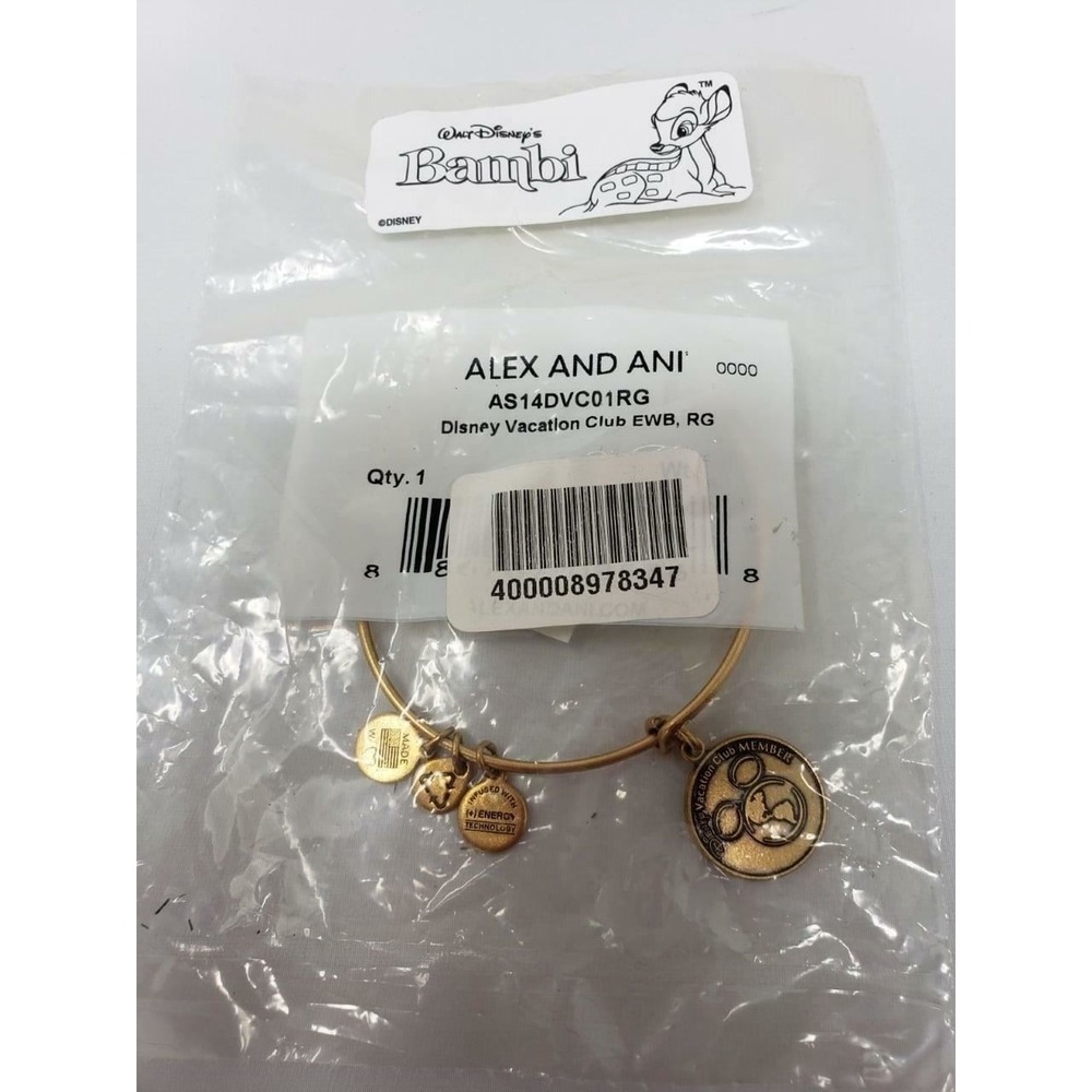 New‎ Alex & Ani Disney Vacation Club DVC Gold tone Bangle bracelet